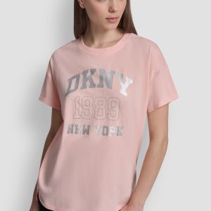 COTTON-JERSEY LOGO HIGH-LOW TEE
