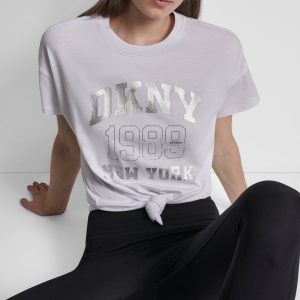 COTTON-JERSEY LOGO HIGH-LOW TEE