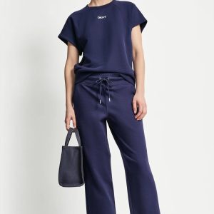METALLIC BUBBLE LOGO CROPPED HIGH-RISE PANTS