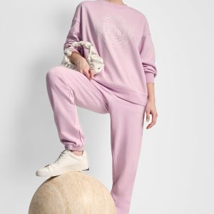 COTTON-BLEND TERRY HIGH-RISE LOGO RELAXED JOGGER