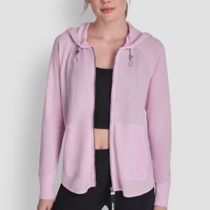 COTTON-BLEND SLUB WAFFLE-KNIT HOODIE