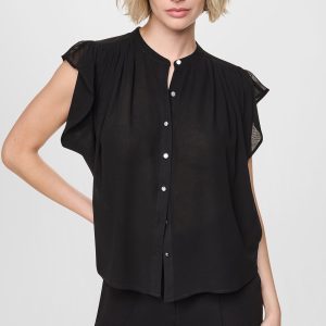 CHIFFON FLUTTER SLEEVE BLOUSE