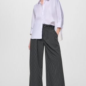 PINSTRIPE PLEATED STRAIGHT LEG COMMUTER PANT