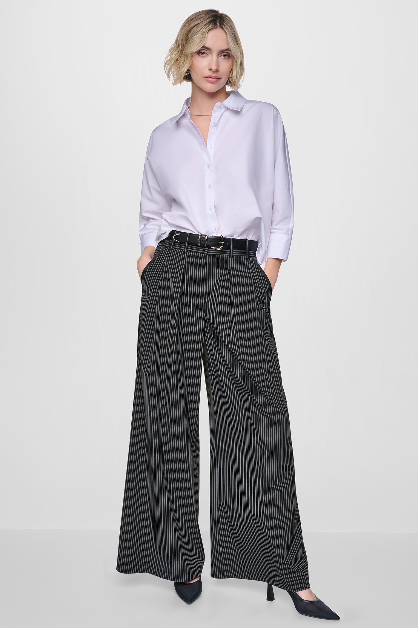 PINSTRIPE PLEATED STRAIGHT LEG COMMUTER PANT - Image 5