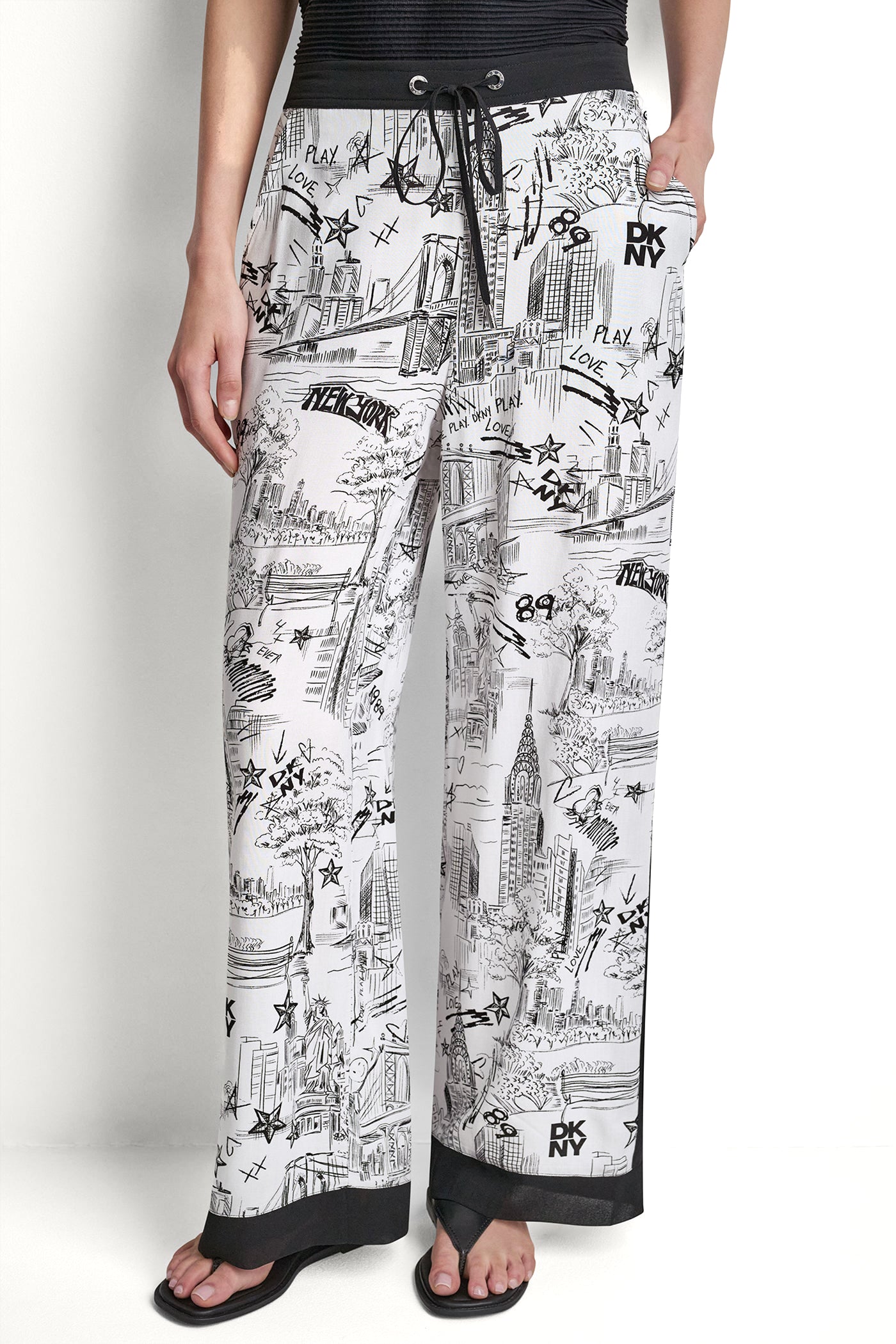 PRINTED DRAWSTRING WIDE LEG PANT - Image 2