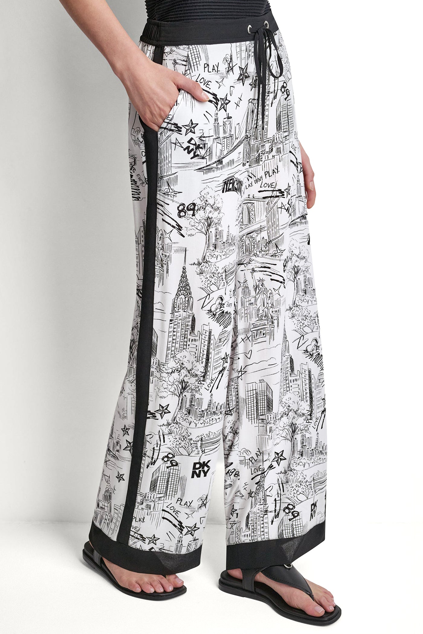 PRINTED DRAWSTRING WIDE LEG PANT - Image 4