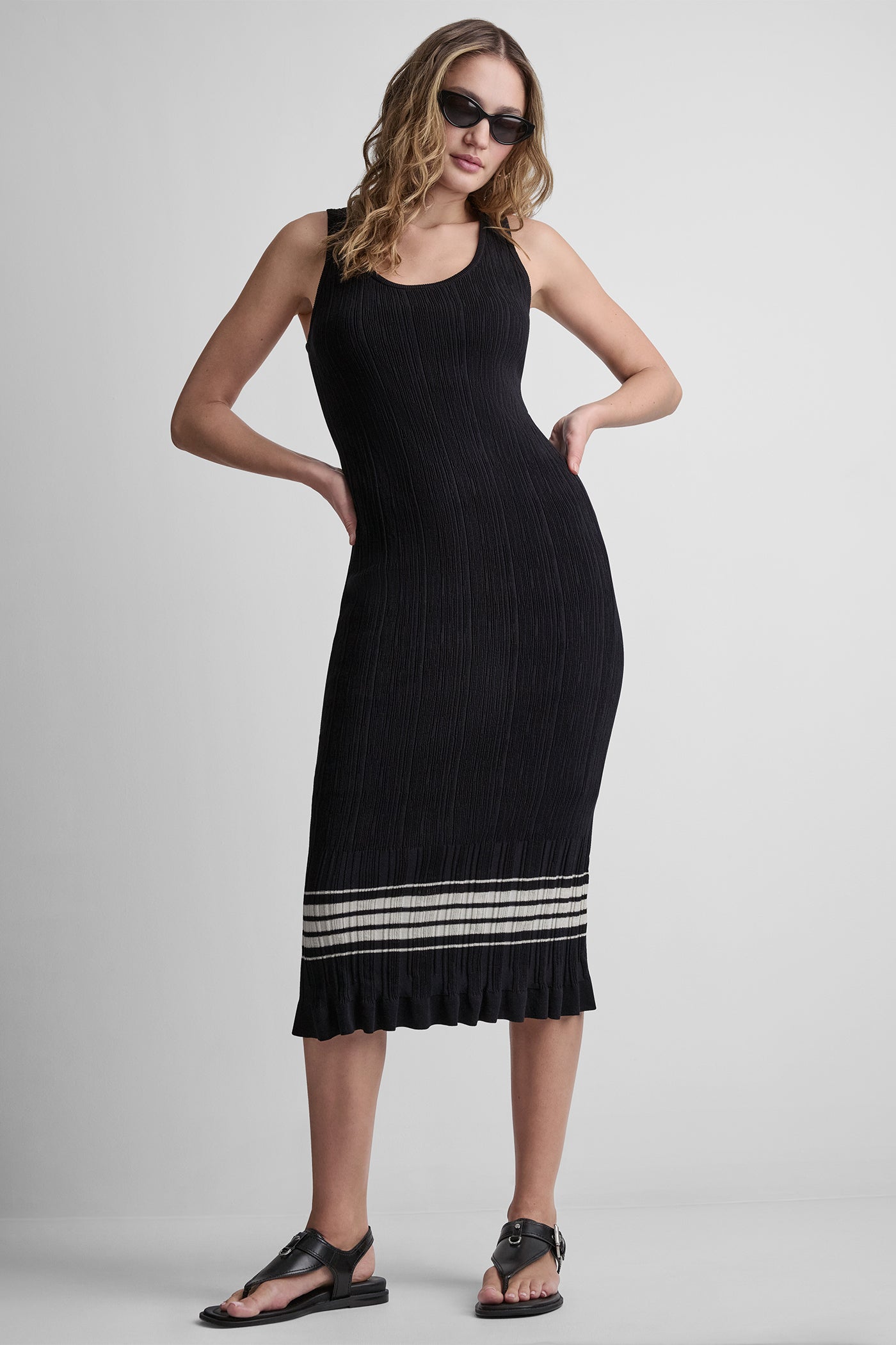 RIBBED COTTON-BLEND STRIPE MIDI SWEATER DRESS - Image 4