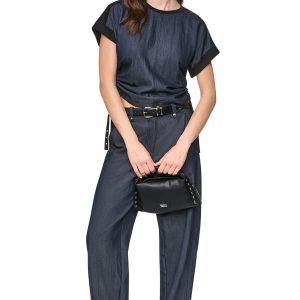 WASHED INDIGO SIDE RUCHED TOP