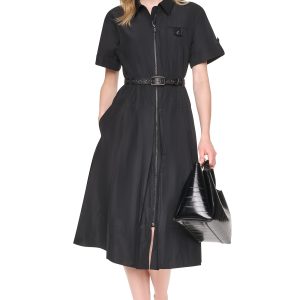 MEMORY TAFFETA ZIP FRONT DRESS