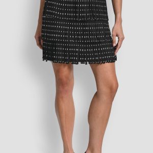 FAUX SUEDE STUDDED FRINGE MINI SKIRT