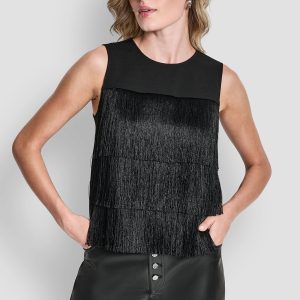 SLEEVELESS FRINGE BLOUSE