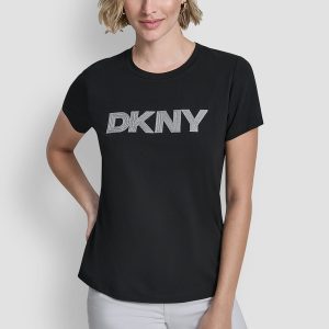METALLIC LOGO EMBROIDERED TEE