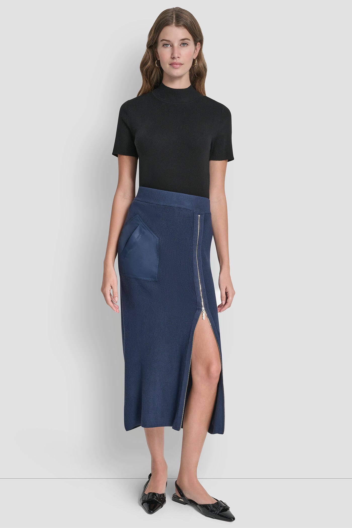 ZIP-DETAILED MIDI SWEATER SKIRT - Image 2