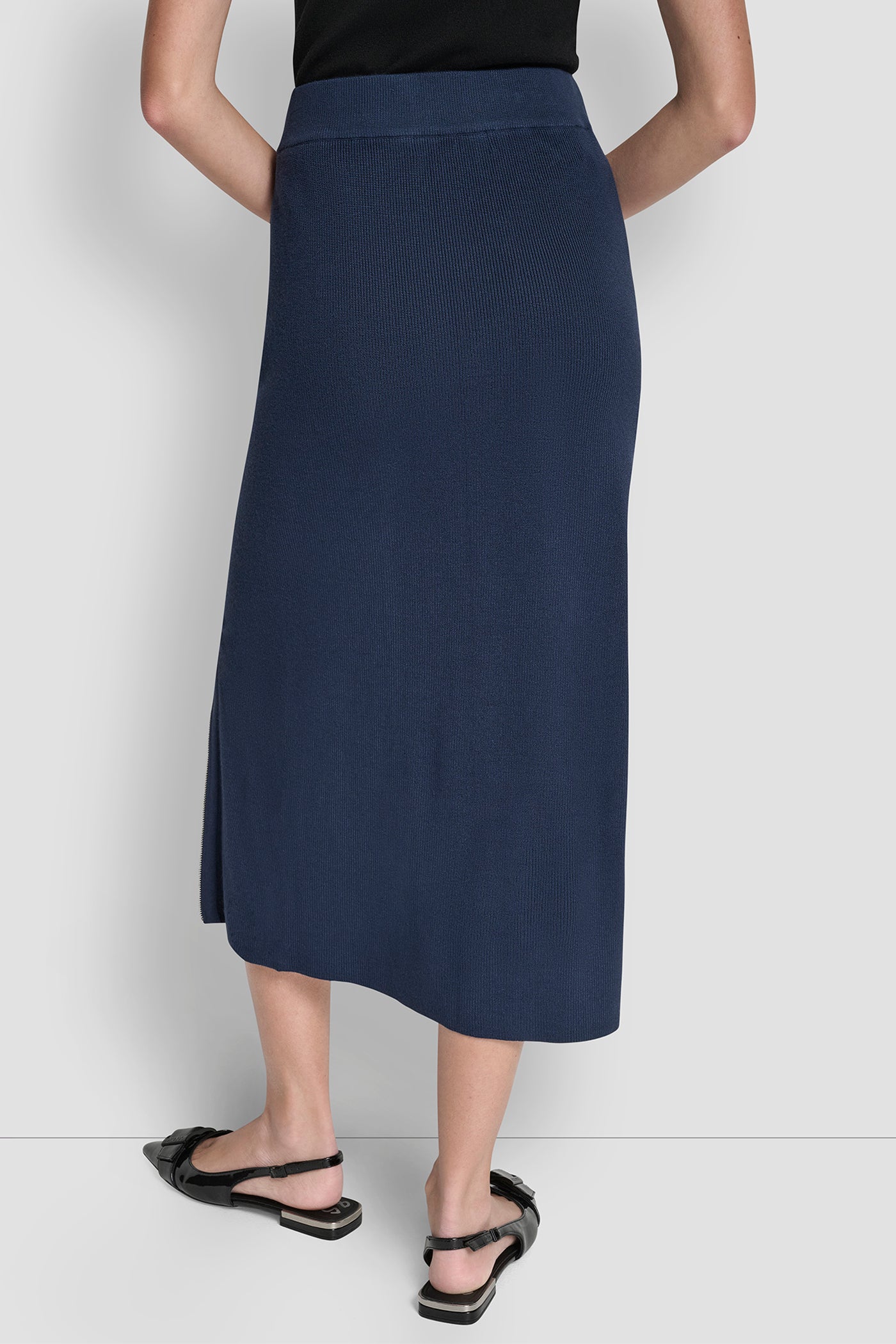 ZIP-DETAILED MIDI SWEATER SKIRT - Image 3