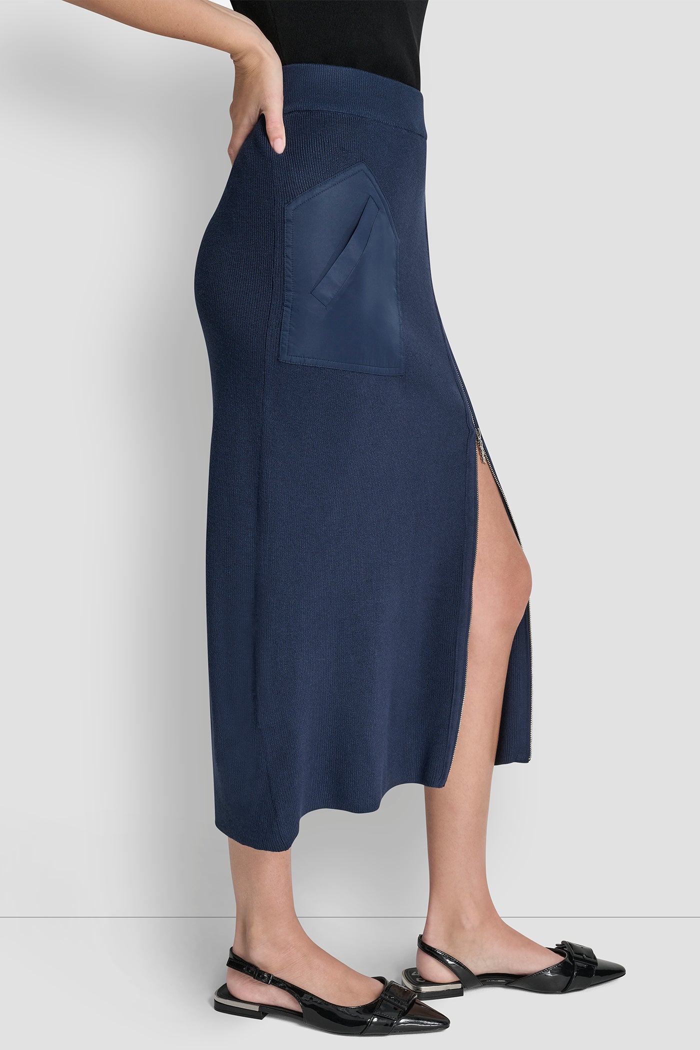 ZIP-DETAILED MIDI SWEATER SKIRT - Image 4