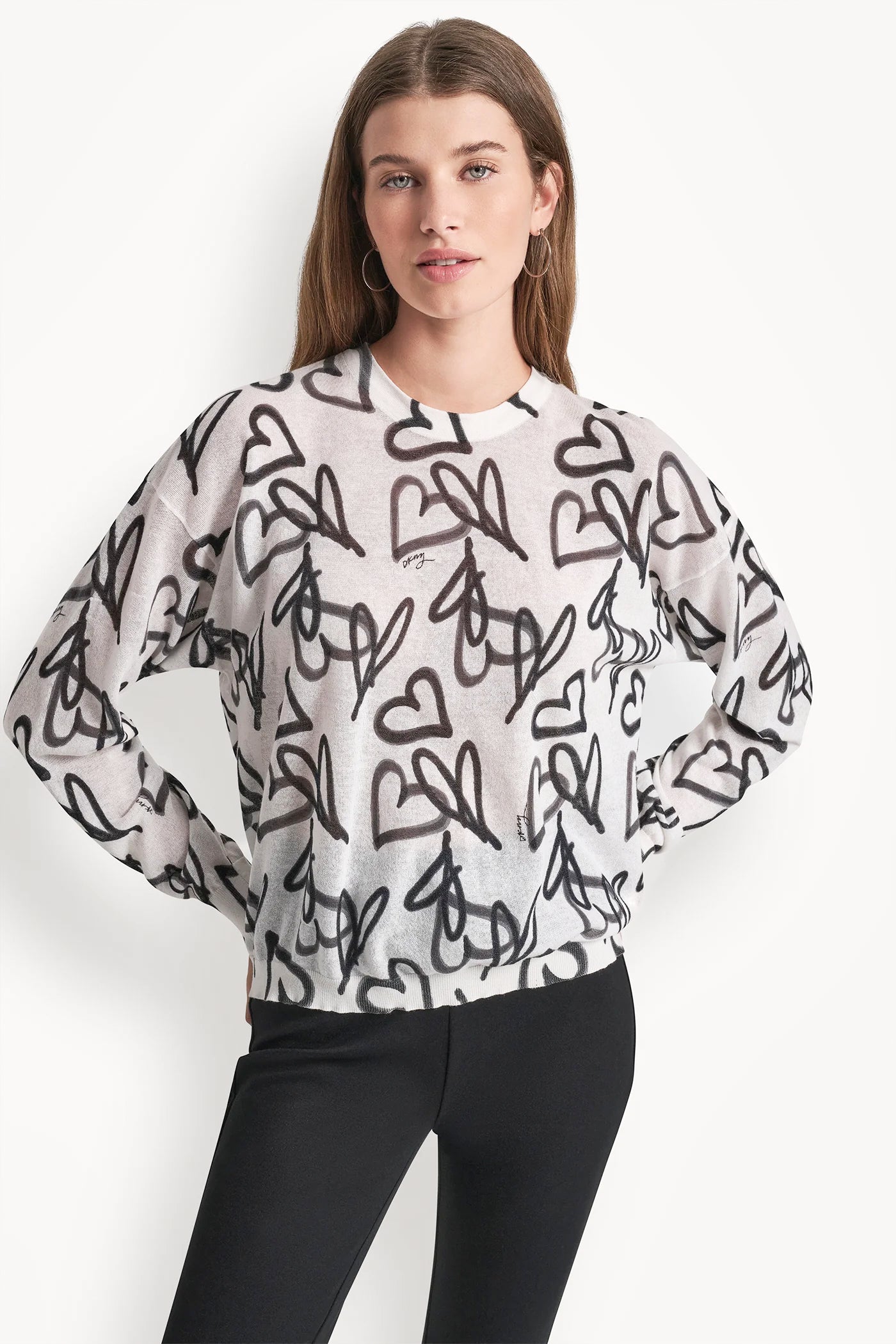 COTTON-BLEND GRAFFITI HEART SWEATER - Image 2