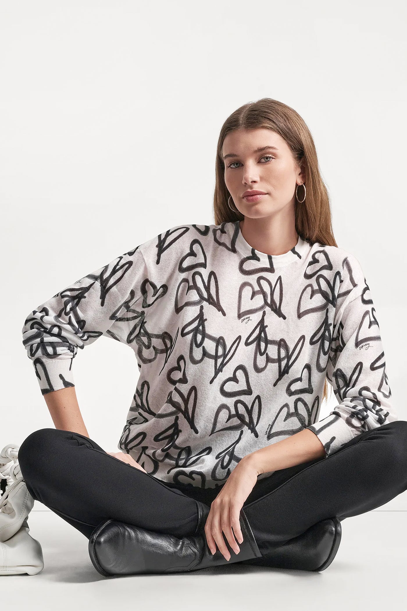 COTTON-BLEND GRAFFITI HEART SWEATER - Image 6