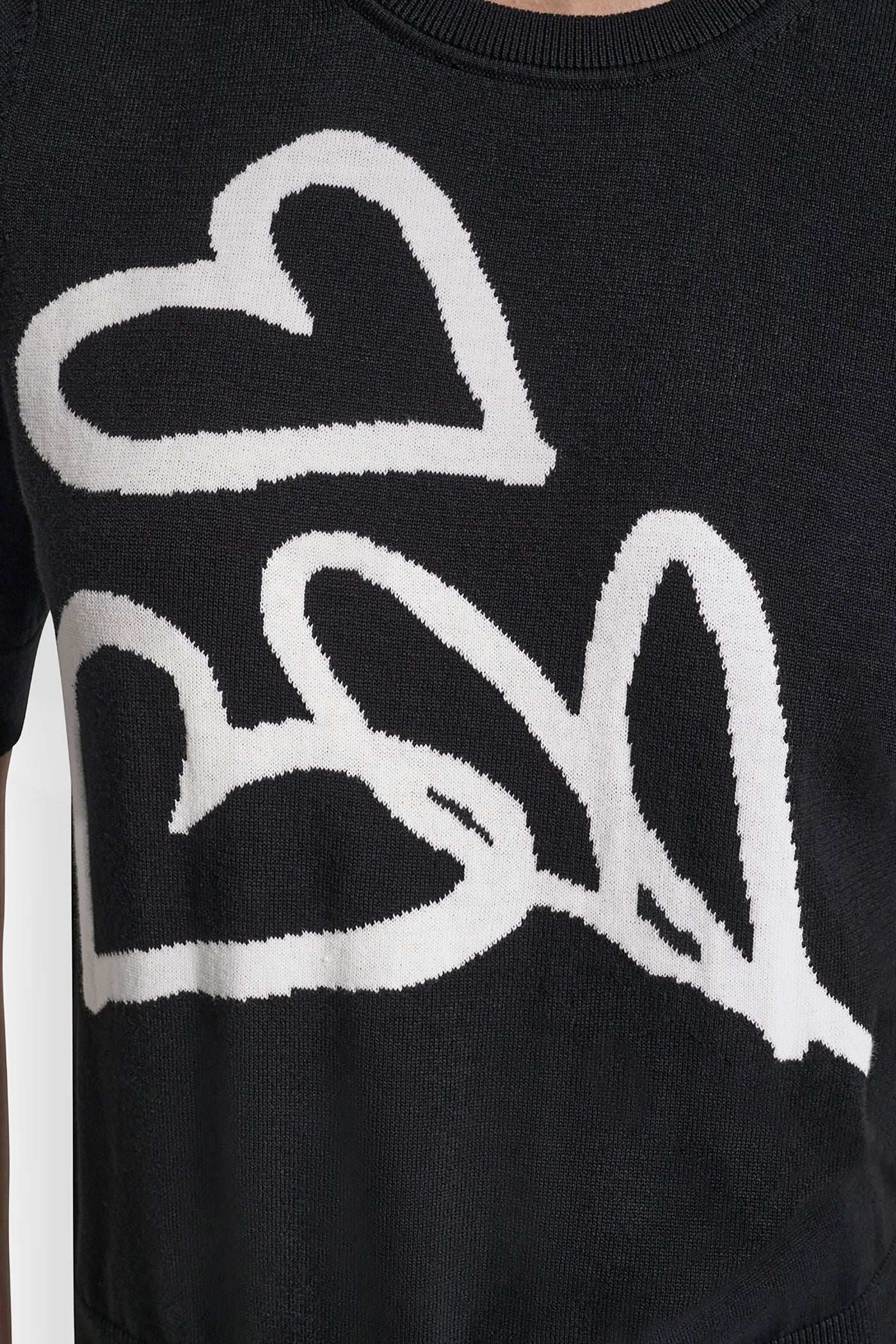 COTTON-JACQUARD SHORT-SLEEVE GRAFFITI HEART SWEATER - Image 6