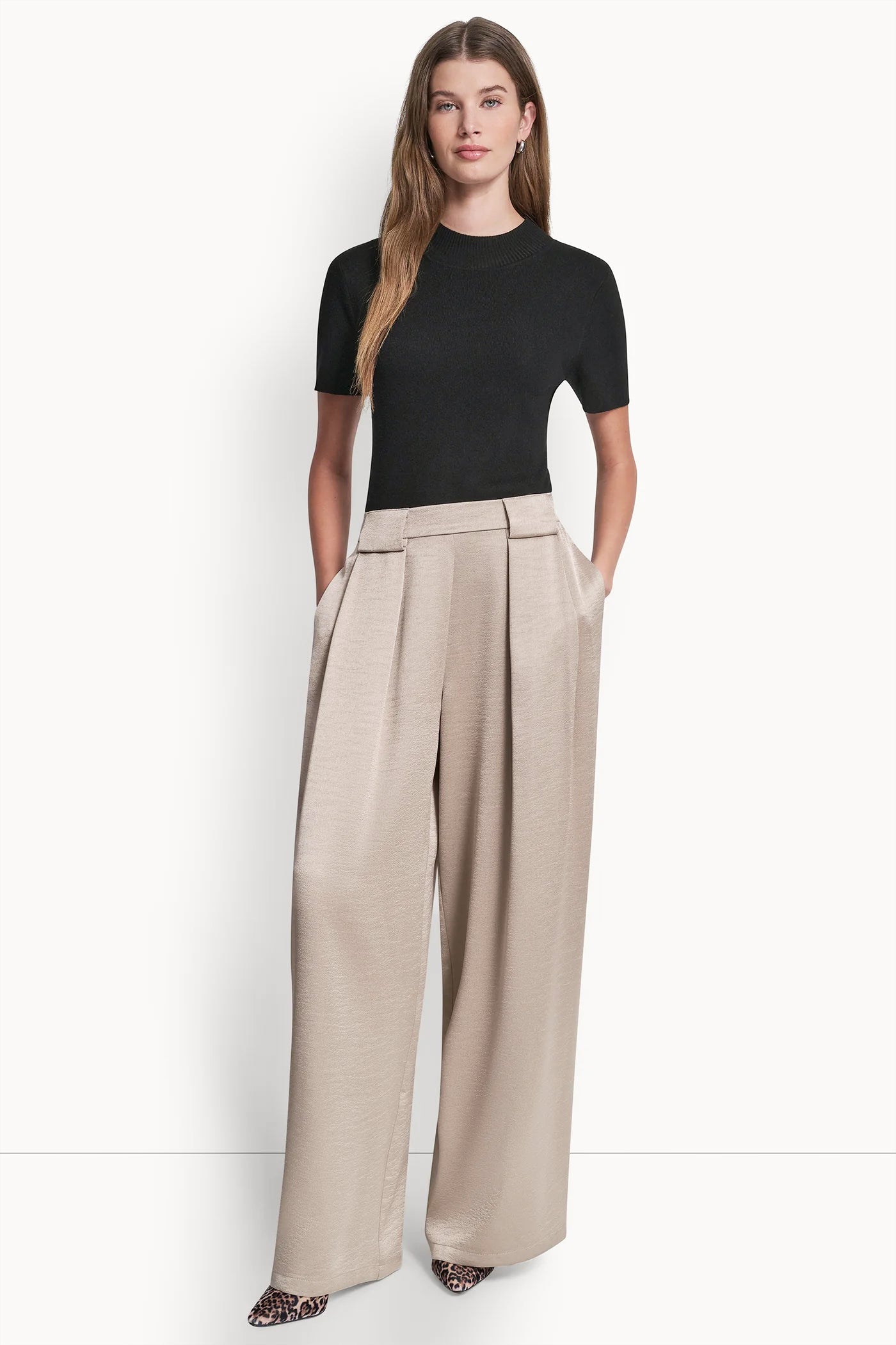 HIGH-RISE SATIN PLEATED WIDE-LEG PANT - Image 5