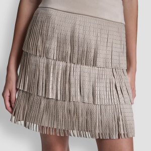 STUDDED FRINGE MINI SKIRT