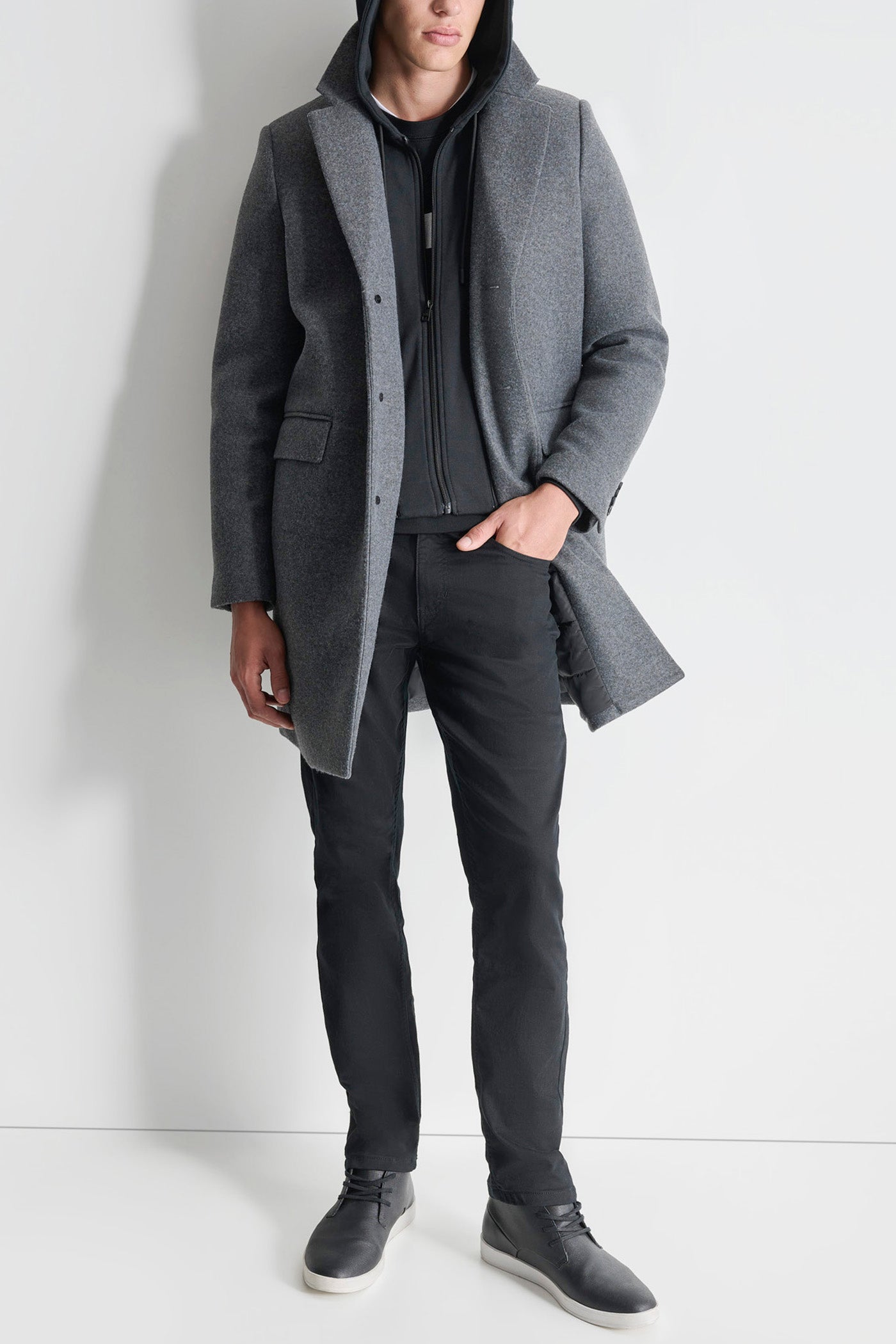 FAUX WOOL COAT WITH HOODED BIB - Image 10