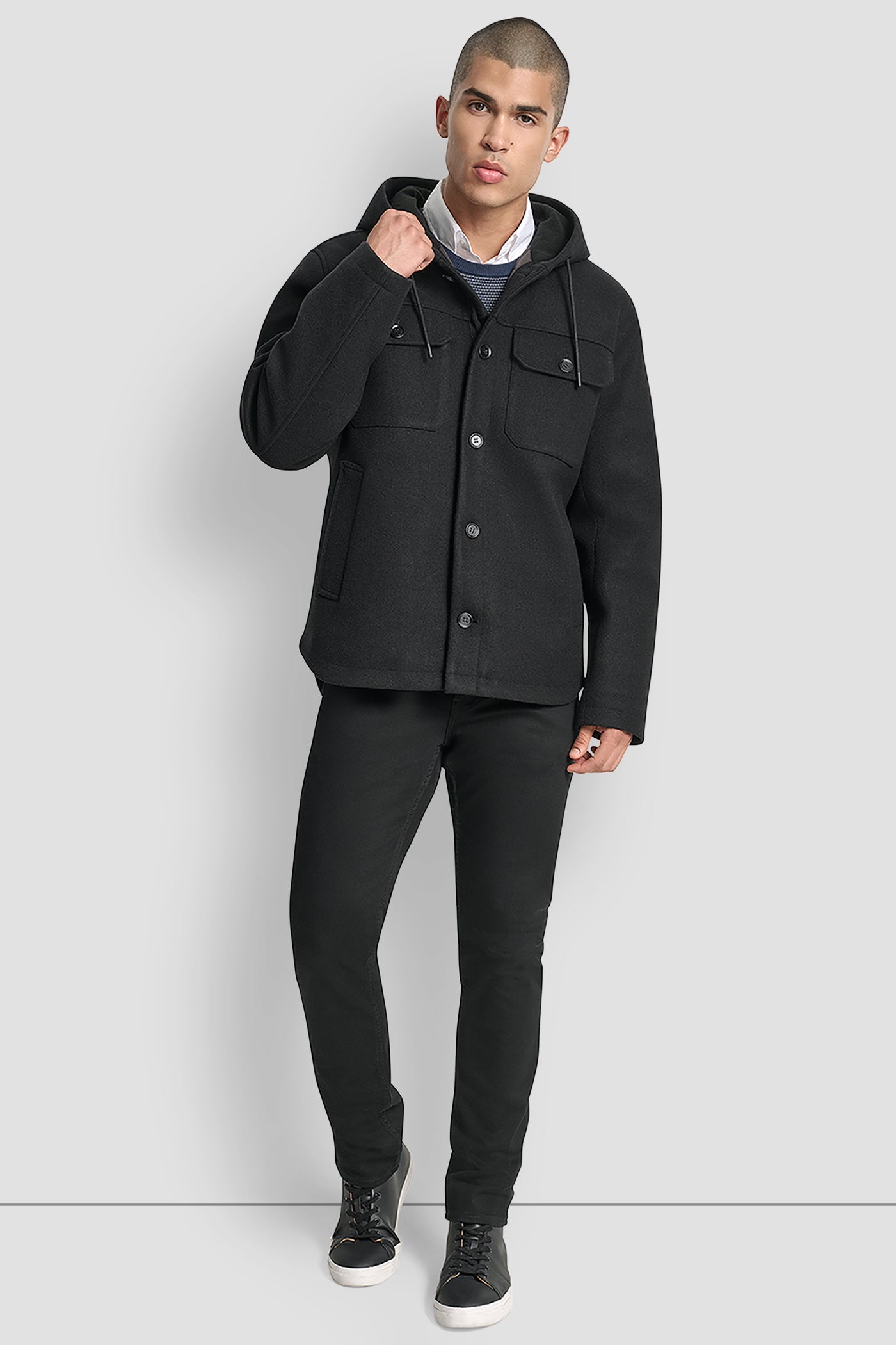 FAUX WOOL HOODED SHIRT JACKET - Image 2