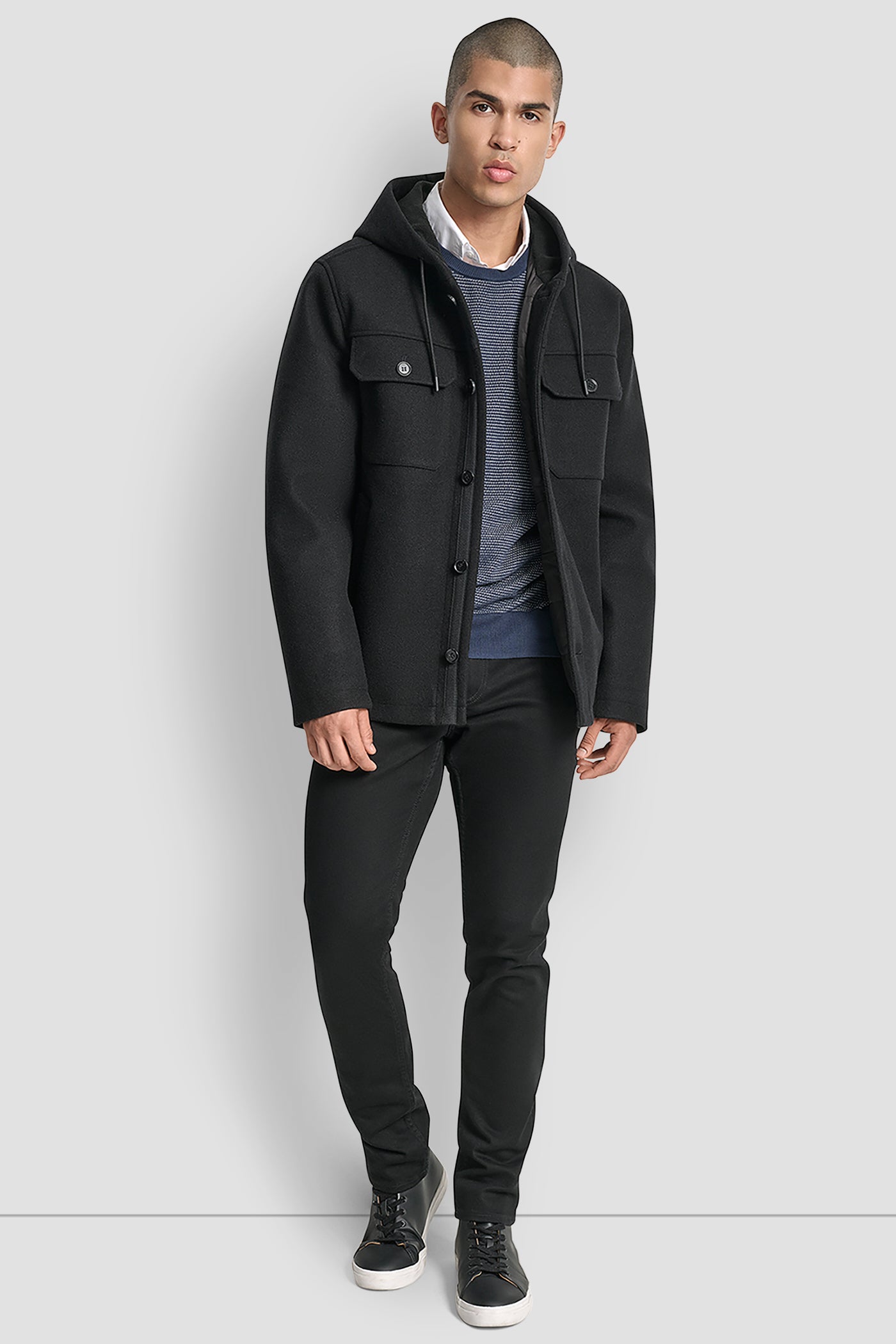 FAUX WOOL HOODED SHIRT JACKET - Image 4