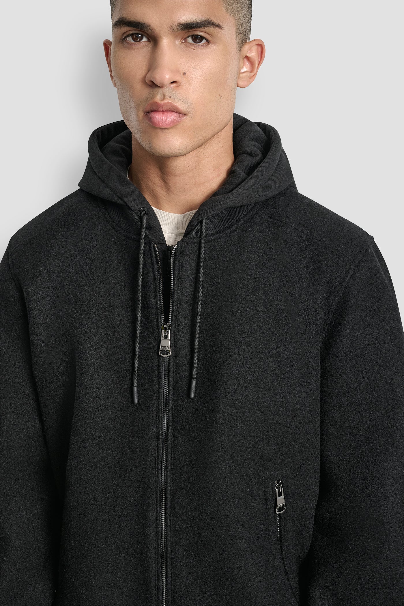 FAUX WOOL BOMBER WITH HOODED BIB - Image 6