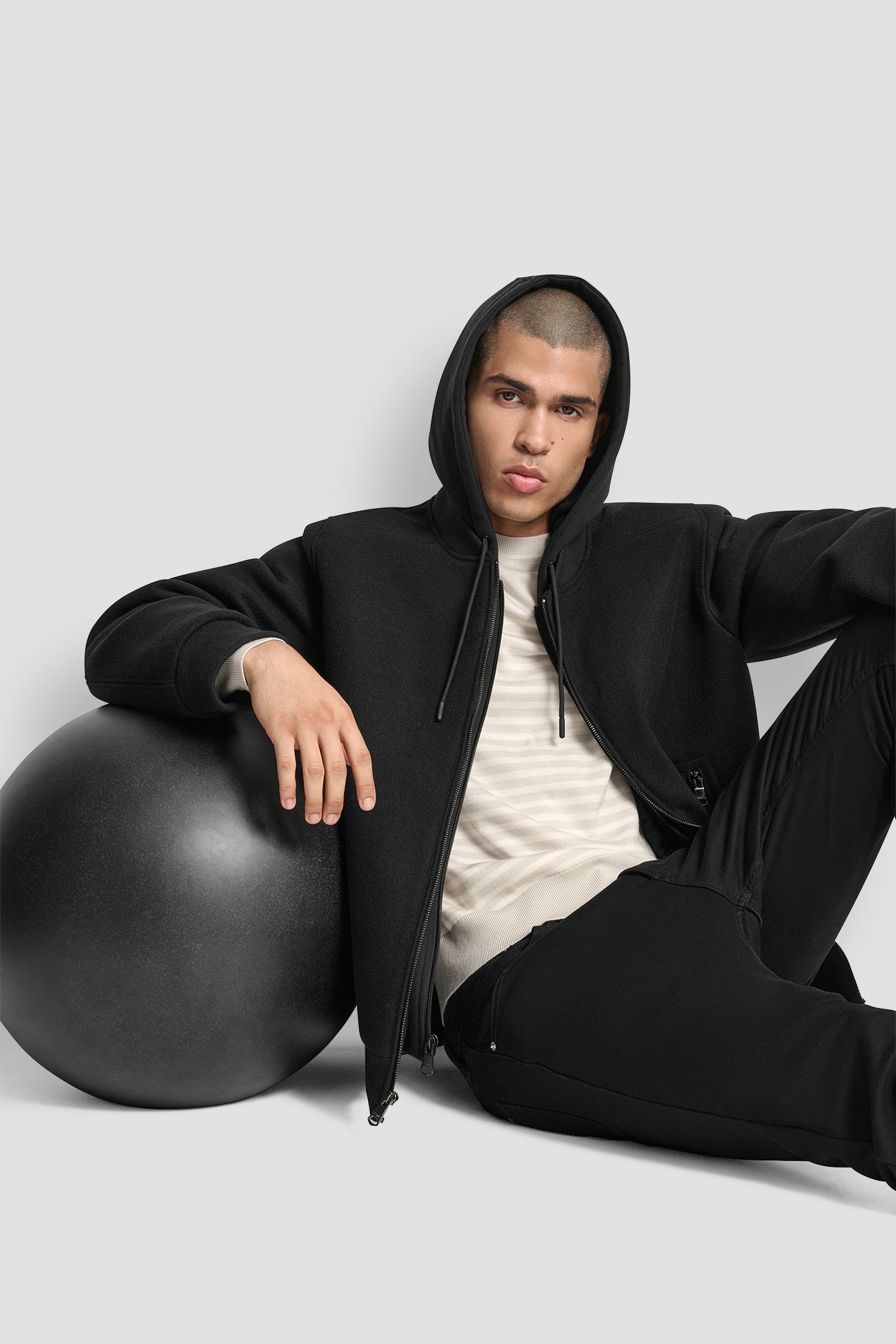 FAUX WOOL BOMBER WITH HOODED BIB - Image 9