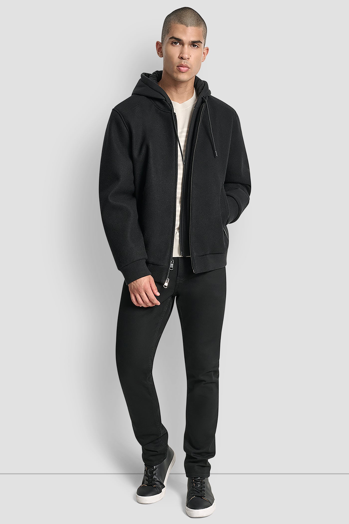 FAUX WOOL BOMBER WITH HOODED BIB - Image 2