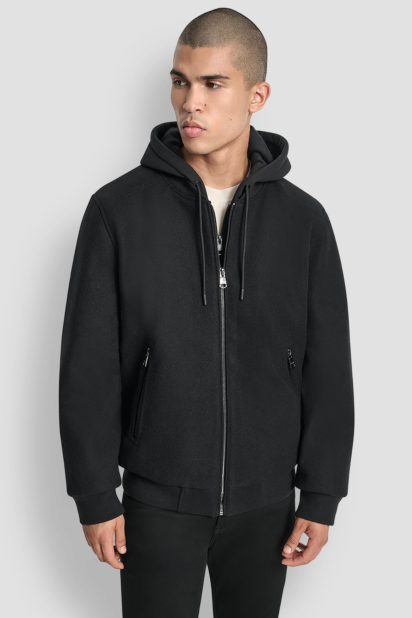 FAUX WOOL BOMBER WITH HOODED BIB - Image 5