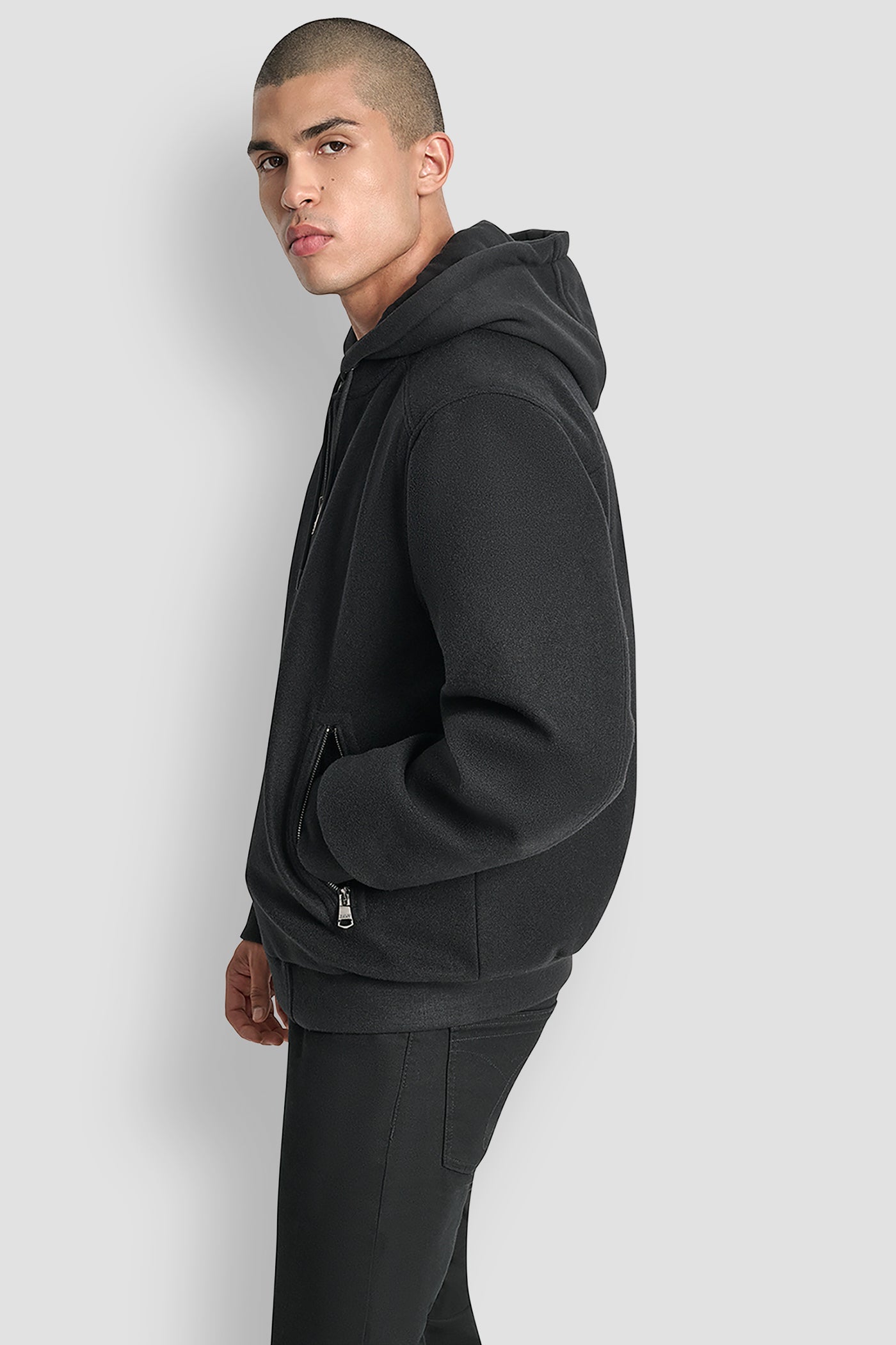 FAUX WOOL BOMBER WITH HOODED BIB - Image 4