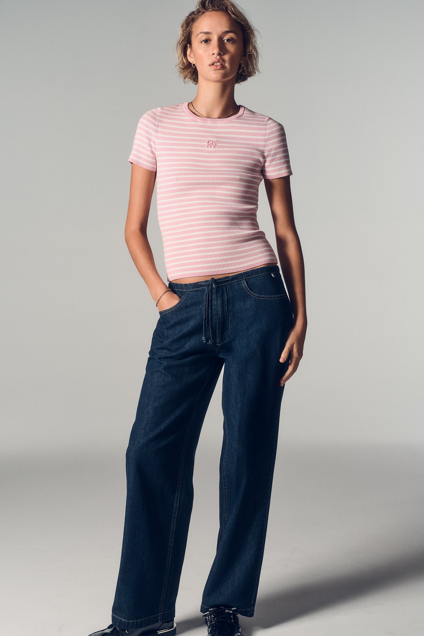 CREW NECK STRIPED TEE - Image 2