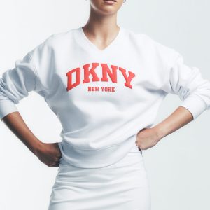 PUFF VARSITY LOGO V-NECK PULLOVER
