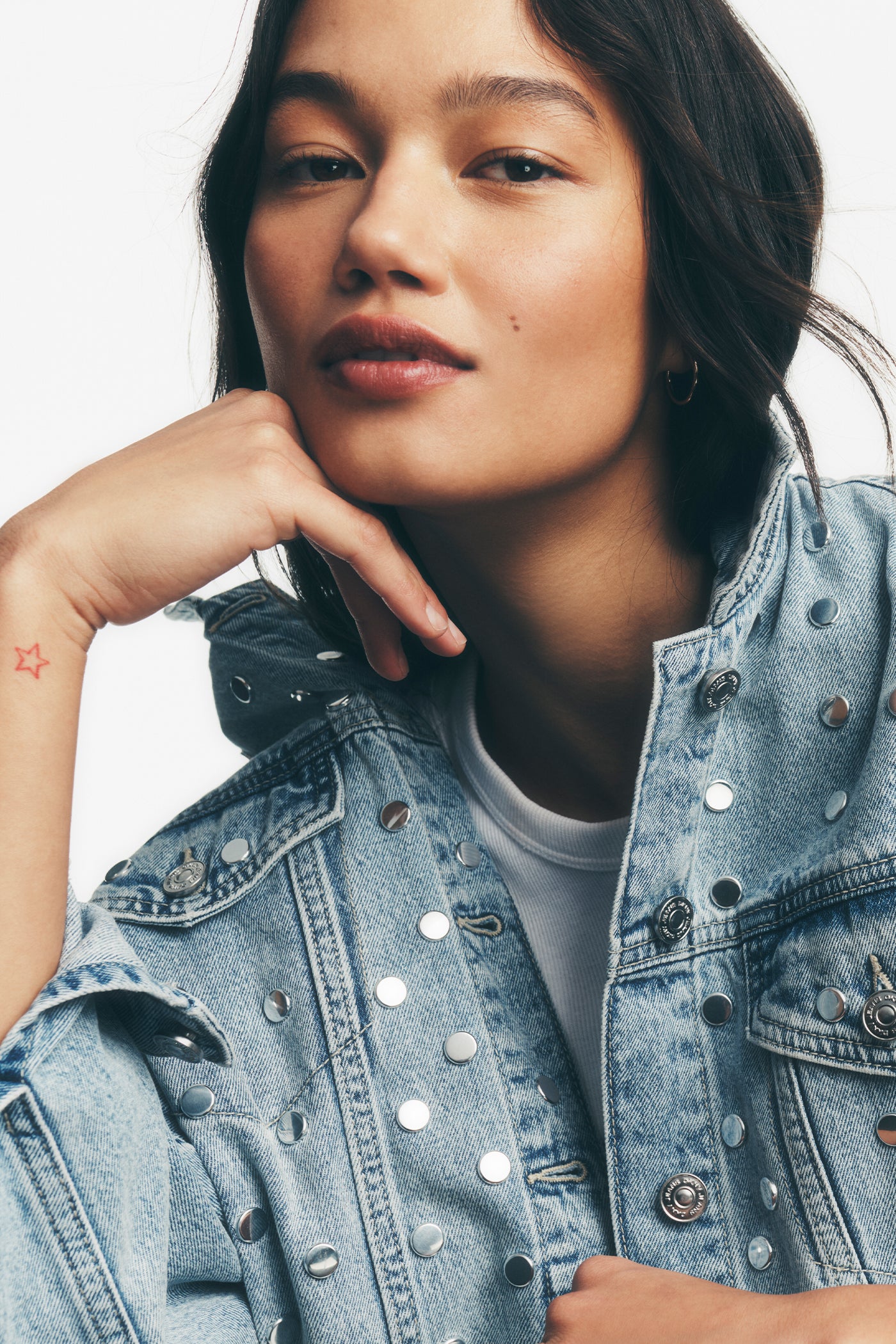 OVERSIZED DENIM TRUCKER JACKET WITH STUDS - Image 9
